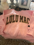 Baby pink LULU MAC sweatshirt with Leopard embroidery.